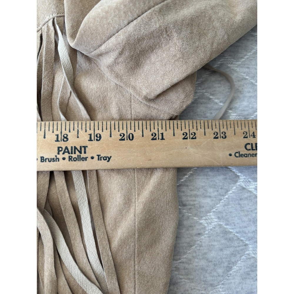 Cedars Jacket Womens Large Tan Suede Leather Fringe Western Concho Buttons Boho - Picture 7 of 7